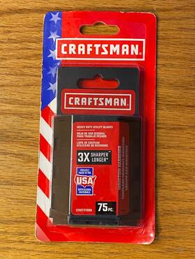 Craftsman 885911576468 Heavy Duty Utility Blades 3x Sharper Longer 75 Pcs New Made In Usa