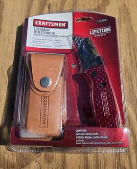 9-94841 Craftsman New Crafstman Rare Folding Lockback Utility Knife Kit Leather Pouch