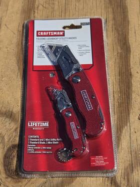 9-94875 Craftsman Nos Sealed Folding Red Lockback Utility Knife With Mini Set