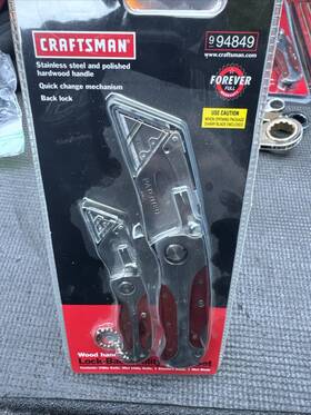 94849 Craftsman Sears Nos 2pc Wood Handle Lock Back Utility Knife Set Mini And Reg