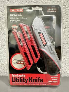 94850 Craftsman Auto-load Slide Utility Knife New Belt Holster 20 Blades