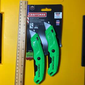 Craftsman Cmht10590 Double Pack Tools Usa Made Hi-viz Neon Green Utility Box Knife Cutter