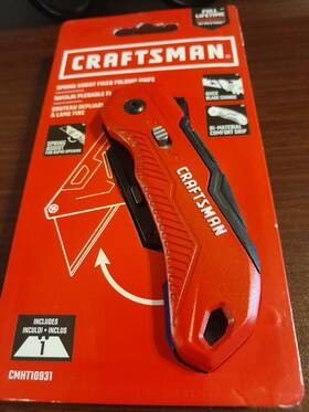 Cmht10931 Craftsman Fixed Folding Utility Knife Spring Assist Opening Includes 1 Blade New