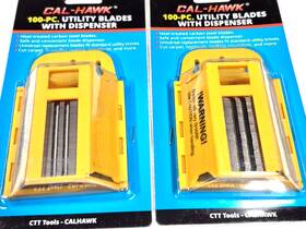 Ctt 091044250018 200 Pc. Yellow Utility Knife Razor Blades Two 100 Dispensers Ctt 091044250018 200 Pc. Yellow Utility Knife Razor Blades Two 100 Dispensers