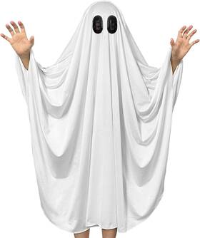 Ylf-001 Deceed Halloween Unisex Kid Ghost Costume Scary White Boo Cloak M 5-6 Years