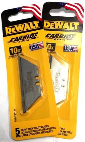 Dewalt 053722620254 Carbide Edge Utility Knife Blade - Last 10x Longer 10-pack