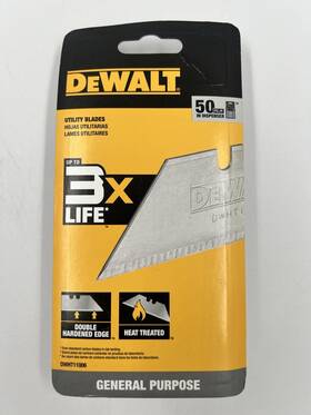 Dwht11006 Dewalt Utility Knife Blades General Purpose 3x Longer Lasting 50 Pack