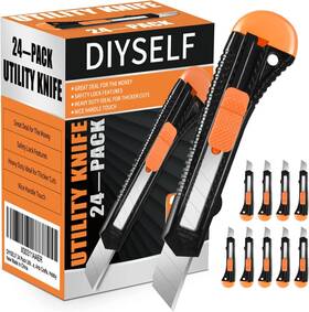 Diyself 086291808532 Box Cutter 24 Pack Cutters Retractable Razor Blades Utility Knife