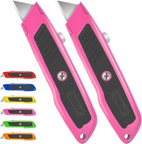 Diyself 313028110126 2 Pack Box Cutter Retractable Heavy Duty Utility Knife Ergonomic Razor