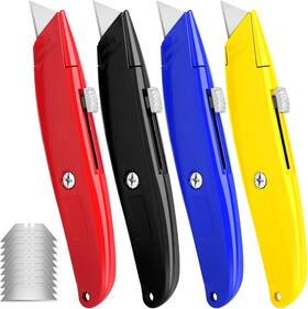 Diyself 313047514554 4 Pack Box Cutter Utility Knife With 10 Extra Sk5 Blades Aluminum She