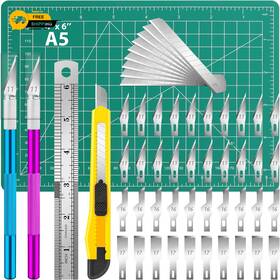 Diyself 445015618629 Exacto Knife Set 2 Pcs Craft With 40 Hobby Replacement Blades