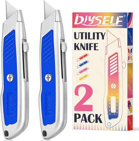 Diyself 705353262920 2 Pack Box Cutter- Sharp Utility Knife- Cutters Heavy Duty For Carpe