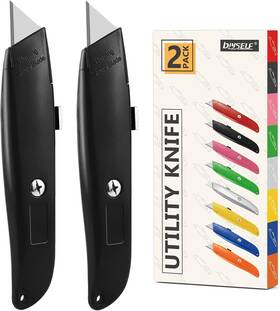 Diyself 780744215938 2pack Utility Knife Box Cutter Retractable Blade Heavy Black Diyself 780744215938 2pack Utility Knife Box Cutter Retractable Blade Heavy Black