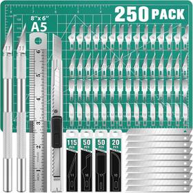 Diy1dkd250 Diyself 250 Pc Exacto Knife Set 2 Knives 235 Blades #10 #11 #16 #17 Cutting Mat