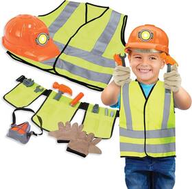P528 Dr. Stem Toys Construction Worker Roleplay Costume Set With Hat Tools Tool