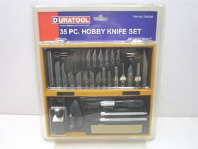 D00298 Duratool Knife Craft Hobby Set With Wooden Case - 32 Pieces