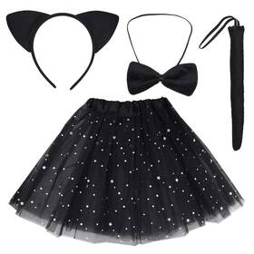 018-1 Dxhycc Black Cat Costume Set Ears Headband Tail Bowtie One Size