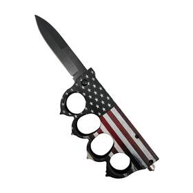 Elitedge 618528551180 American Flag 5 Inch Spring Assisted Knuckle Knife With Spikes And Window Breaker Ebay