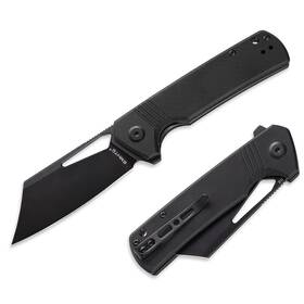 Emh24 Emhtiii D2 Steel Pocket Folding Knife Cleaver - 3.54 Inch Black Blade Liner Lock G10 Hand