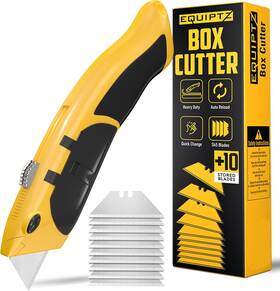 Equiptz 199284119796 Auto Reload Utility Knife Heavy Duty Retractable Box Cutter With 10 Sk5 Blad