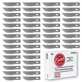 22622 Excel Blades 100 Pcs Craft Knife Blade Refill #22 High Carbon Steel Curved Hobby Bl