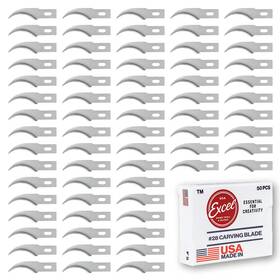 93528 Excel Blades #28 Concave Carving Utility Blade Replacement - 50 Pack Carbon Steel Precisio