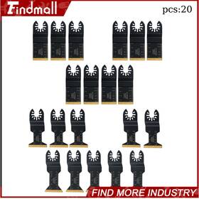 1095146 Findmall 20 Pcs Titanium Oscillating Saw Blades 3 Types Multi Tool Kit