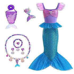 Fishkidtail 749094536421 Little Girls Princess Mermaid Costume For 2-3 Years Purple-blue