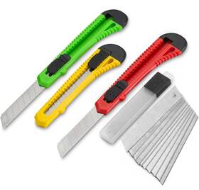 Fixson 190447021949 Utility Knife 18-mm Box Cutter 3 Pack Retractable Razor Blades Knifes With