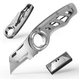 Fmeida 718430194021 Folding Utility Knife Pocket Heavy-duty Box Cutter With Aluminum Body