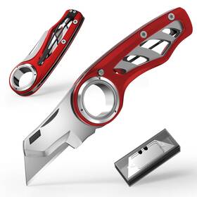 Fmeida 718430411678 Folding Utility Knife Pocket Heavy-duty Box Cutter With Aluminum Body