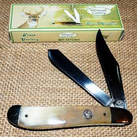 Wt-151 Frost Cutlery Whitetail Large 4.5 Inch Ox Horn Dogleg Trapper Pocket Knife By