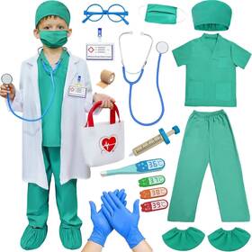 Mwg0529 Funcrevity Doctor Costume For Kids Kit Surgeon Nurse Small / 3-4 Year Green Mwg0529 Funcrevity Doctor Costume For Kids Kit Surgeon Nurse Small / 3-4 Year Green