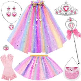 Mpnfm0010 Funmission Princess Dress Up For Little Girl Toys 9pcs Cape-rainbow