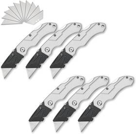 Hka45-g Gl-us 6 Pack Folding Pocket Utility Knife Sk5 Heavy Duty Retractable Box Cutter For Of