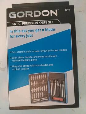 36410 Gordon 56pc Precision Knife Set 41 Blades/8 Handles/6 Scribes/1 Stone/case