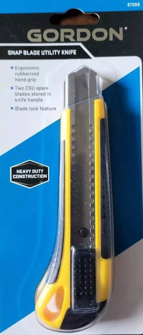 Gordon 792363970686 Snap Blade Utility Knife Ergonomic Rubberized Grip With 2 Spare Blades