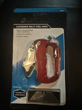 97878 Gordon New Red Carabiner Multi-tool Folding Pocket Utility Knife And 5 Blades
