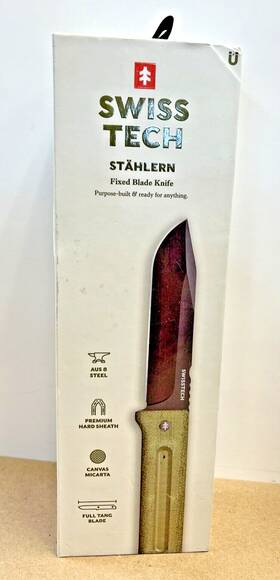 6797 Greatstar Swiss Tech 8.75 Inch Fixed Blade Knife With Sheath And Rod 4.5 Steel Olive