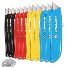 Grenpro 339049272842 12 Pack Utility Knife Portable Box Opening Retractable Blade Sk5 4 Co