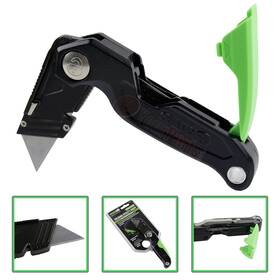 46010 Grip Tools Quick Release Folding Retractable Utility Knife With Extra Razor Blade Storage