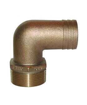 Groco 742985004993 3/4 Npt X Id Bronze 90 Degree Pipe To Hose Fitting Standard Flow Elbow