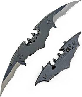 H&e 859698803185 Dark Twin Blade Knife - Double Edge Folding Pocket With Clip Stainless Steel Two