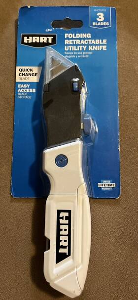 Hart 810022390160 New Folding Lock-back Utility Knife Quick Change Blades Removable Belt Clip