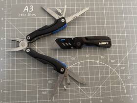 Hart Hhctc01 Black/blue Handle 16-in-1 Multitool And Compact Folding Utility Knife With Clip