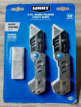 Hart Hhctuf04pdq 2-pack Micro Folding Utility Knife With 10 Blades. Brand New Factory Sealed