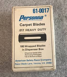 61-0017 Heavy Duty 024500610170 Personna Carpet Blades .017 100 Wrapped Mostly Full 61-0017 Heavy Duty 024500610170 Personna Carpet Blades .017 100 Wrapped Mostly Full