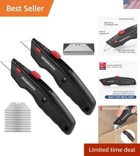 Heavy Duty 820909600480 Compact Heavy-duty Box Cutter With 10 Extra Blades - Aluminum And Ergonomic Design