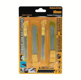 Heavy Duty Ct-09 4 Pack Box Cutters Art Knives Sharp Retractable Wagtail 2 Sizes 18mm Blades