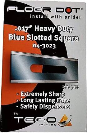 T04-3023 Heavy Duty Tego Floor Dot 100 Pack Blue Slotted Square Blades .17 Inch